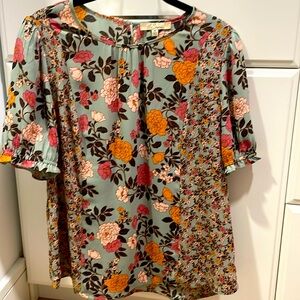Anthropologie Les serein multi pattern floral blouse.  Like new condition!